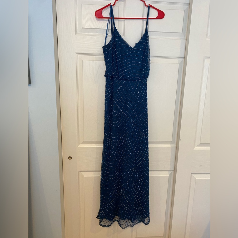 Adrianna Papell beaded gown, navy, size 6, bridesmaid dress